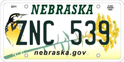 NE license plate ZNC539