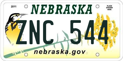NE license plate ZNC544
