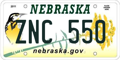 NE license plate ZNC550
