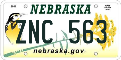 NE license plate ZNC563