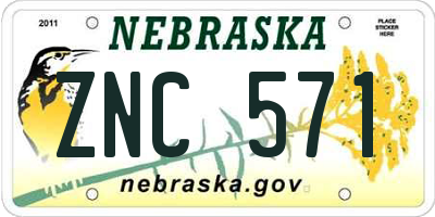 NE license plate ZNC571