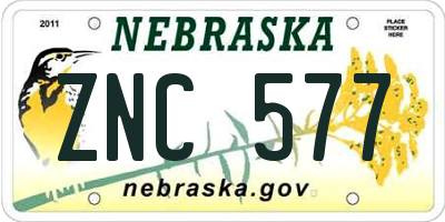 NE license plate ZNC577