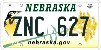 NE license plate ZNC627