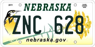 NE license plate ZNC628