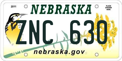 NE license plate ZNC630