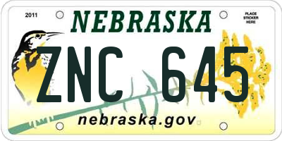 NE license plate ZNC645