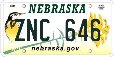 NE license plate ZNC646
