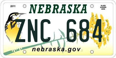 NE license plate ZNC684