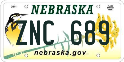 NE license plate ZNC689