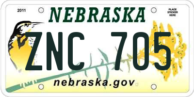NE license plate ZNC705