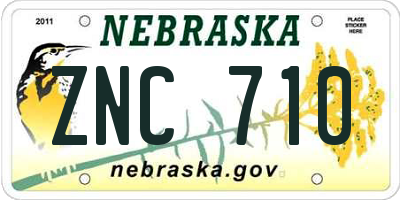 NE license plate ZNC710
