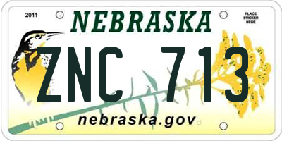 NE license plate ZNC713