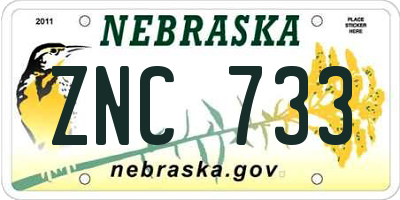 NE license plate ZNC733
