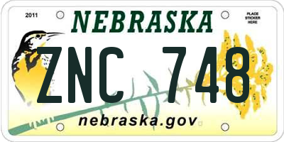 NE license plate ZNC748