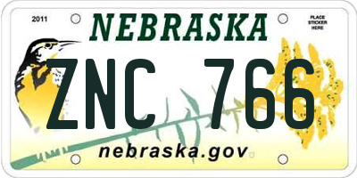 NE license plate ZNC766