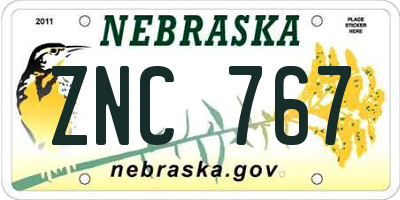 NE license plate ZNC767