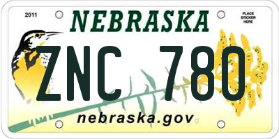 NE license plate ZNC780