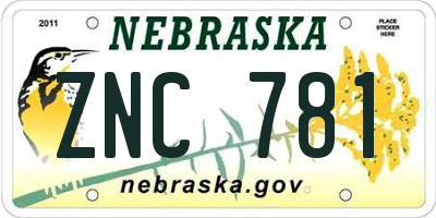 NE license plate ZNC781