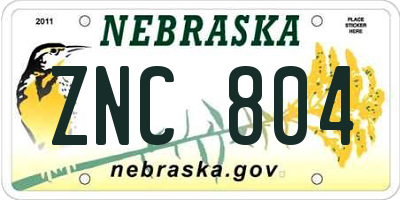 NE license plate ZNC804