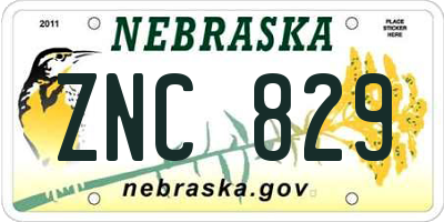NE license plate ZNC829