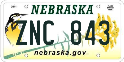 NE license plate ZNC843