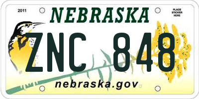 NE license plate ZNC848