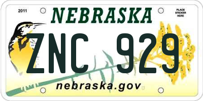 NE license plate ZNC929