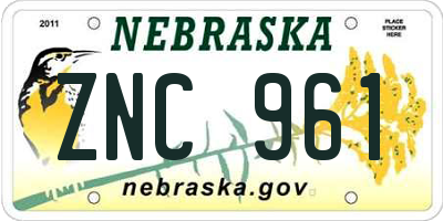 NE license plate ZNC961