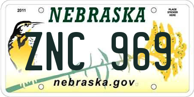 NE license plate ZNC969