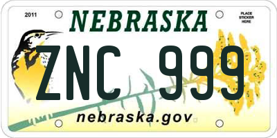 NE license plate ZNC999