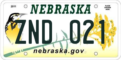 NE license plate ZND021