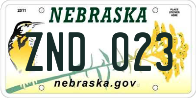 NE license plate ZND023
