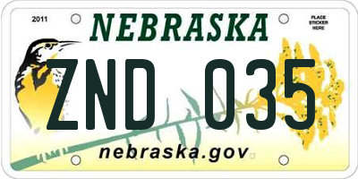 NE license plate ZND035