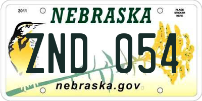 NE license plate ZND054