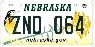 NE license plate ZND064