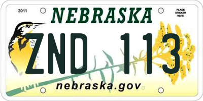 NE license plate ZND113