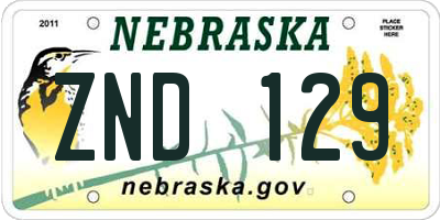 NE license plate ZND129