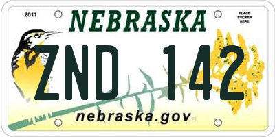 NE license plate ZND142