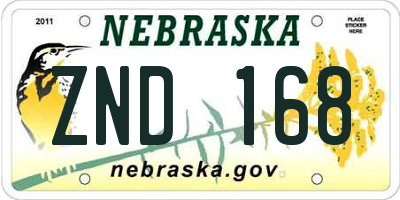 NE license plate ZND168