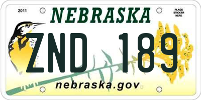 NE license plate ZND189