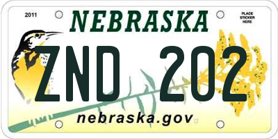 NE license plate ZND202