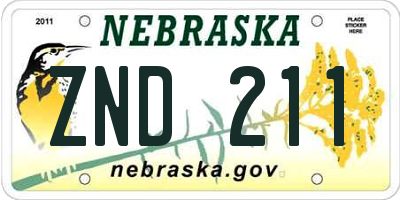 NE license plate ZND211