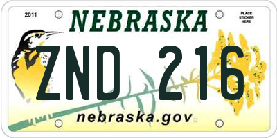 NE license plate ZND216