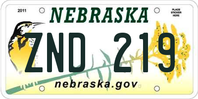 NE license plate ZND219