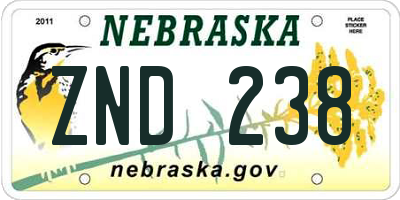 NE license plate ZND238