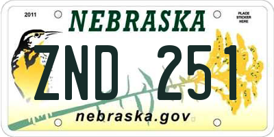 NE license plate ZND251