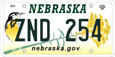 NE license plate ZND254