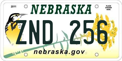 NE license plate ZND256