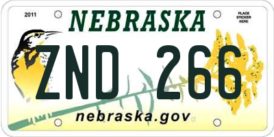 NE license plate ZND266
