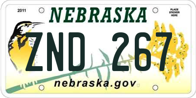 NE license plate ZND267